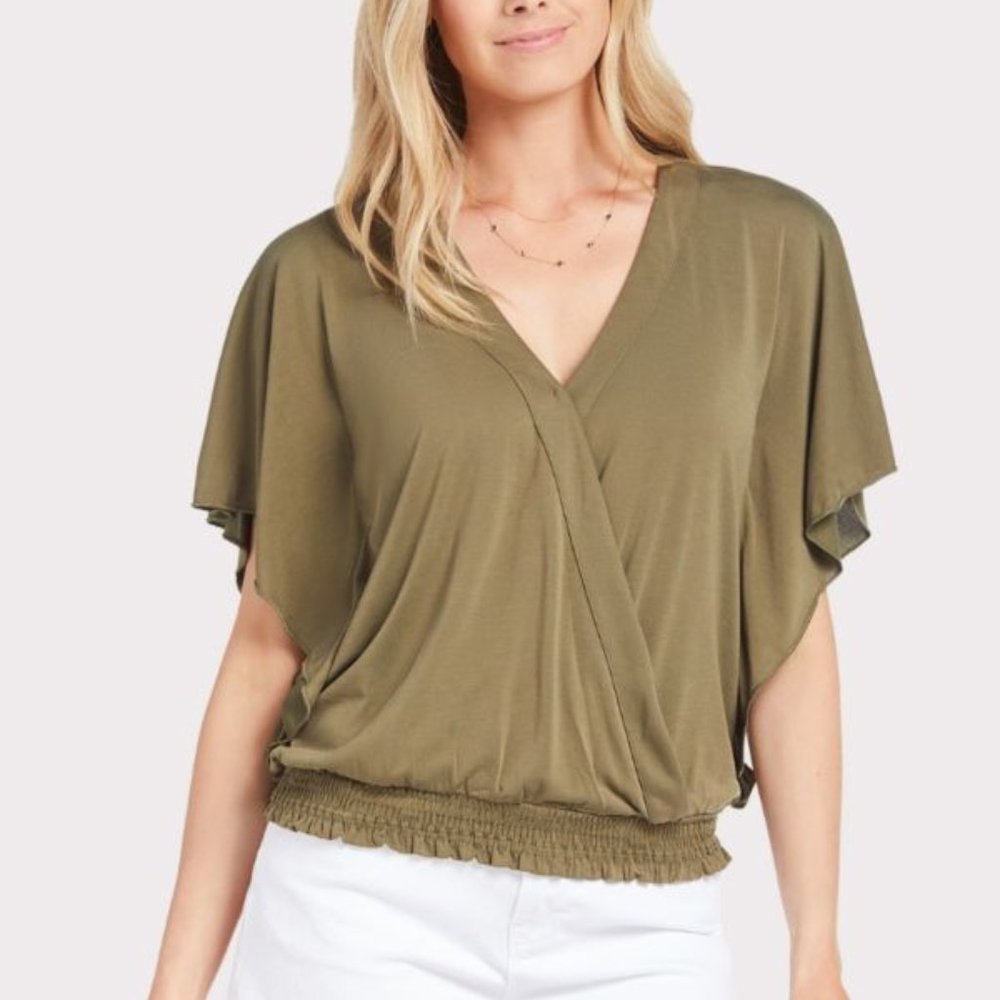 Evereve Allison Joy Button Close Wrap Front Blouse